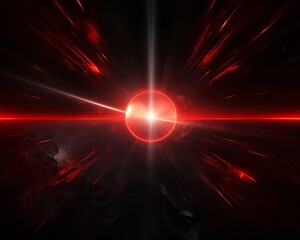 Red and black abstract fractal with a bright light in the center.