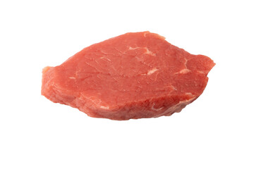 Veal pieces raw isolated on white background.