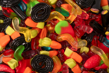 Assorted colorful gummy candies. Jelly  sweets.