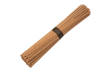 Buckwheat noodles isolated on a white background.