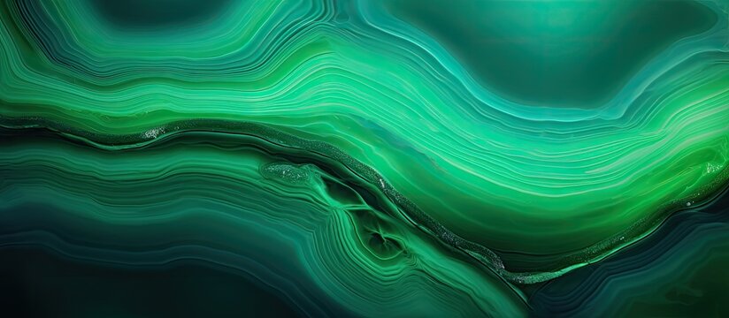 An abstract background is created by an extreme macro photograph of a green agate slice mineral allowing for copy space in the image