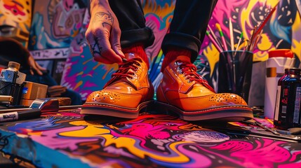 A closeup shot of a person repairing a well worn pair of shoes with tools laid out neatly around them The Art of Mending 