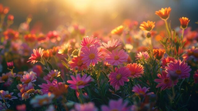 A field bursting with blooming flowers