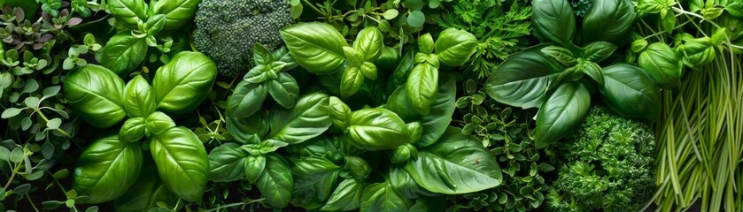 Fototapeta premium Display of fresh herbs essential for culinary enhancement