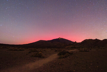 Northern lights above volcano Teide