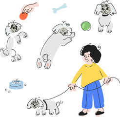 Cute and fun poser with dog Shih Tzu. Vector illustration