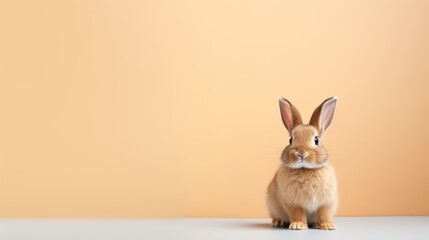 cute animal pet rabbit or bunny brown color smiling and laughing isolated with copy space for easter background, rabbit, animal, pet, cute, fur, ear, mammal, background, celebration, generate by AI