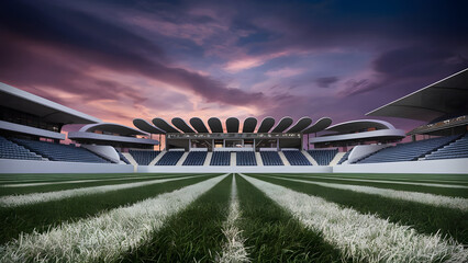 Football on the playing field in stadium