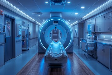 MRI Machine in Operation: A photograph showcasing a modern MRI machine in operation, with a patient undergoing a scan