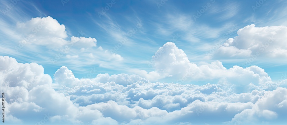 Poster the sky is filled with an abundance of small white clouds creating a picturesque scene for a copy sp