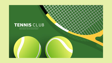 Tennis racket and ball on green background, Indoor Court for use in online sporting events, Illustration for Tennis sports concept, Vector Illustration EPS 10