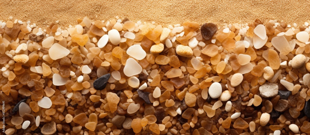 Poster close up macrophotography of small particles with varying shades of beige and brown the image showca