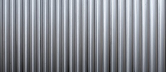 A close up of a textured gray corrugated metal or zinc surface with vertical lines perfect for a copy space image