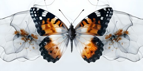Creating a Butterfly Image Using an AI Neural Network on a White Background for Design. Concept AI Art, Butterfly Image, Neural Network, White Background, Design