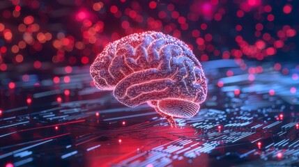 AI-Artificial intelligence innovation. AI adoption and working. AI with digital brain, learning processing big data, analysis information. Electronic mind. Neuronet, deep machine learning concept.