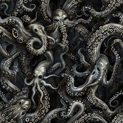 Otherworldly Swarm of Abhorrent Eldritch Creatures with Tentacles and Mandibles