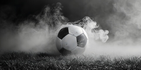 Soccer Ball in Smoke on the Field