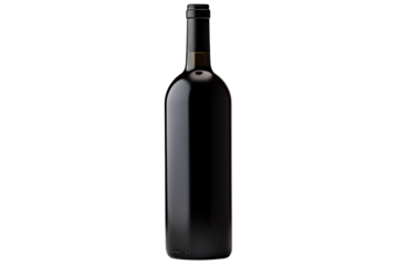 A bottle of red wine on a black background