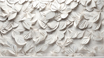 White geometric leaves 3d tiles texture Background banner panorama