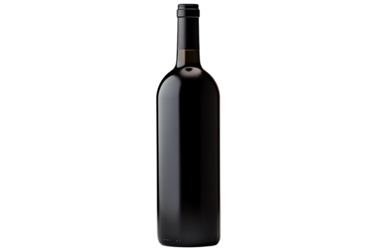 A bottle of red wine on a black background