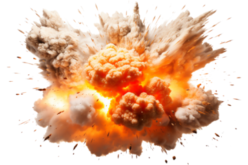 A huge explosion with a bright flash and a lot of smoke and debris.