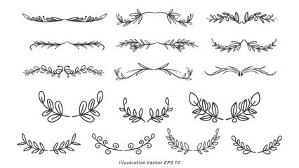 Minimal floral branch style hand drawn tree branches, Hand drawn design elements , Flat Modern design isolated on white background ,Vector illustration EPS 10
