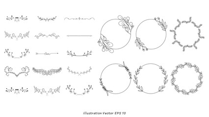 Minimal floral branch style hand drawn tree branches, Hand drawn design elements , Flat Modern design isolated on white background ,Vector illustration EPS 10