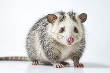 Close-Up of a Cute Opossum on a White Background