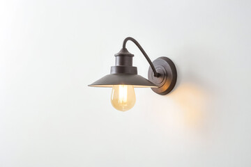 Illuminated Vintage Wall Lamp on White Wall