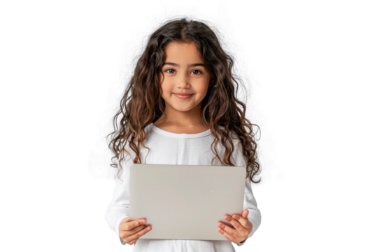 Young Arab Girl Holding Laptop