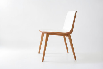 Fototapeta premium Modern White and Wood Chair