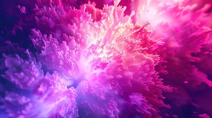 A dynamic gradient background with a burst of neon pink fading into a deep purple