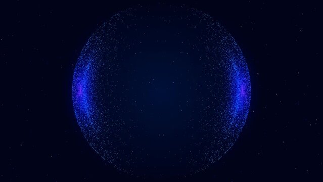 abstract blue sphere. glowing fantastic particles sphere. magic sphere. abstract fantastic background