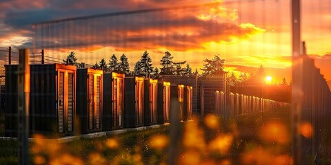 Obraz premium Worlds biggest battery energy storage system park. Concept Renewable energy, Storage technology, Sustainable power, Energy grid, Battery storage
