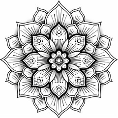 a black and white drawing of a flower with petals