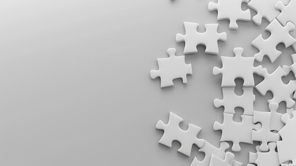 puzzle pieces scattered on white background