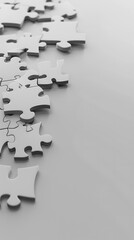 puzzle pieces scattered on white background