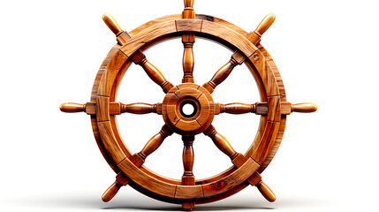 Wooden steering wheel cut out isolated