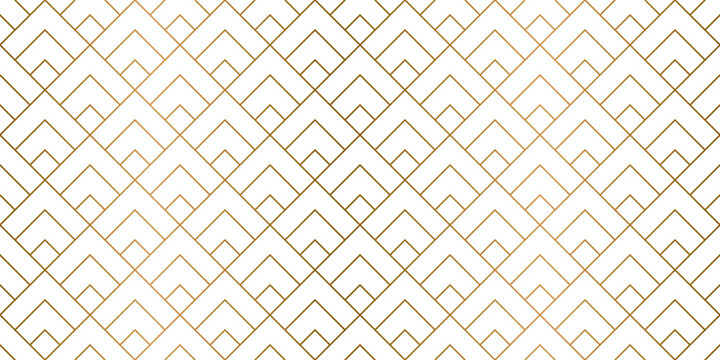 Pyramid gold seamless pattern, repeat reticulated line abstract triangle background - vector