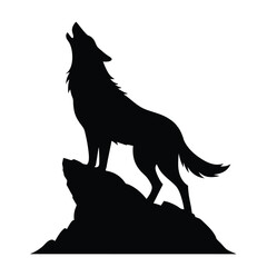 Wolf howling vector silhouette 