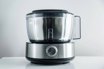 A stainless steel food processor with a large capacity bowl, perfect for family-sized meals.