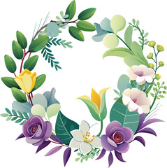 aesthetic Watercolor Green natural wreath for awedding decoration Isolated on white background