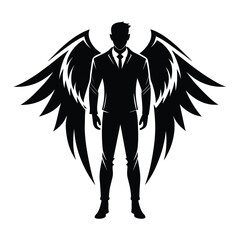 The angel is a man vector silhouette 