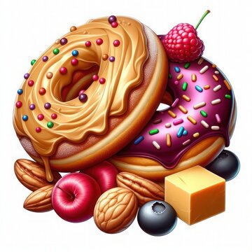 recommend clip art:  Illustration of peanut butter and jelly donuts clip art on white background