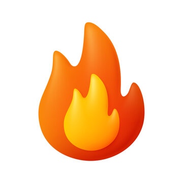 Fire flame. Camping, energy and power concept. 3d vector icon. Cartoon minimal style.