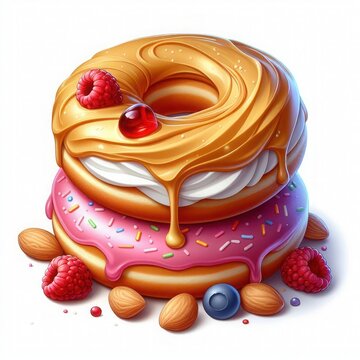 recommend clip art:  Illustration of peanut butter and jelly donuts clip art on white background