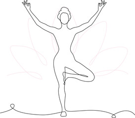 Woman doing Yoga in continuous Line 
