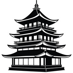 Japanese big pagoda against a white background