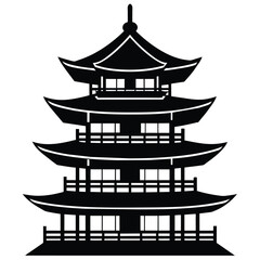 Japanese big pagoda against a white background