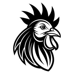Obraz premium Rooster head logo vector Silhouette 